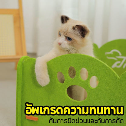Mango ที่นอนเเมว บ้านแมวสักหลาด วัสดุสักหลาด คอนโดแมว บ้านแมว บ้านลับเล็บแมว ที่นอนแมว กล่องแมว ทนต่อการสึกหรอ ระบายอากาศ นุ่มสบาย ออกแบบถอดล้างได้ สะดวกทำความสะอาด