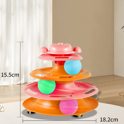 Mango รางบอลแมว ทาวเวอร์ 4 ชั้น ของเล่นแมว มีที่เสียบไม้ตกแมว Joy Tower บอลแมว ของเล่นน้องแมว ไม้ล่อแมว