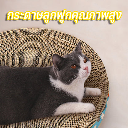 Cat Scratch Board, รูปไข่, ของเล่นแมว, เตียงแมว, กระดาษลูกฟูกความหนาแน่นสูง, กระดาน Scratch แมวรูปไข่, สี่ขนาด