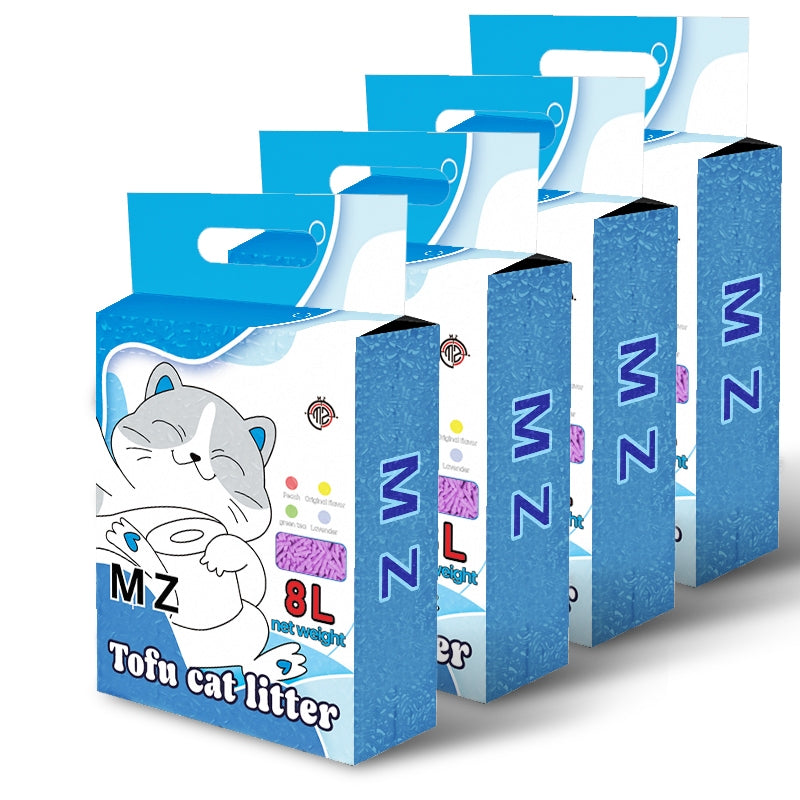 Mango ทรายแมวเต้าหู้ MZ 8 ลิตร 4 ถุง = 32 ลิตร ทรายแมวคุณภาพดี ออร์แกนิค100% ราคาถูก ทรายเต้าหู้ Cat Litter